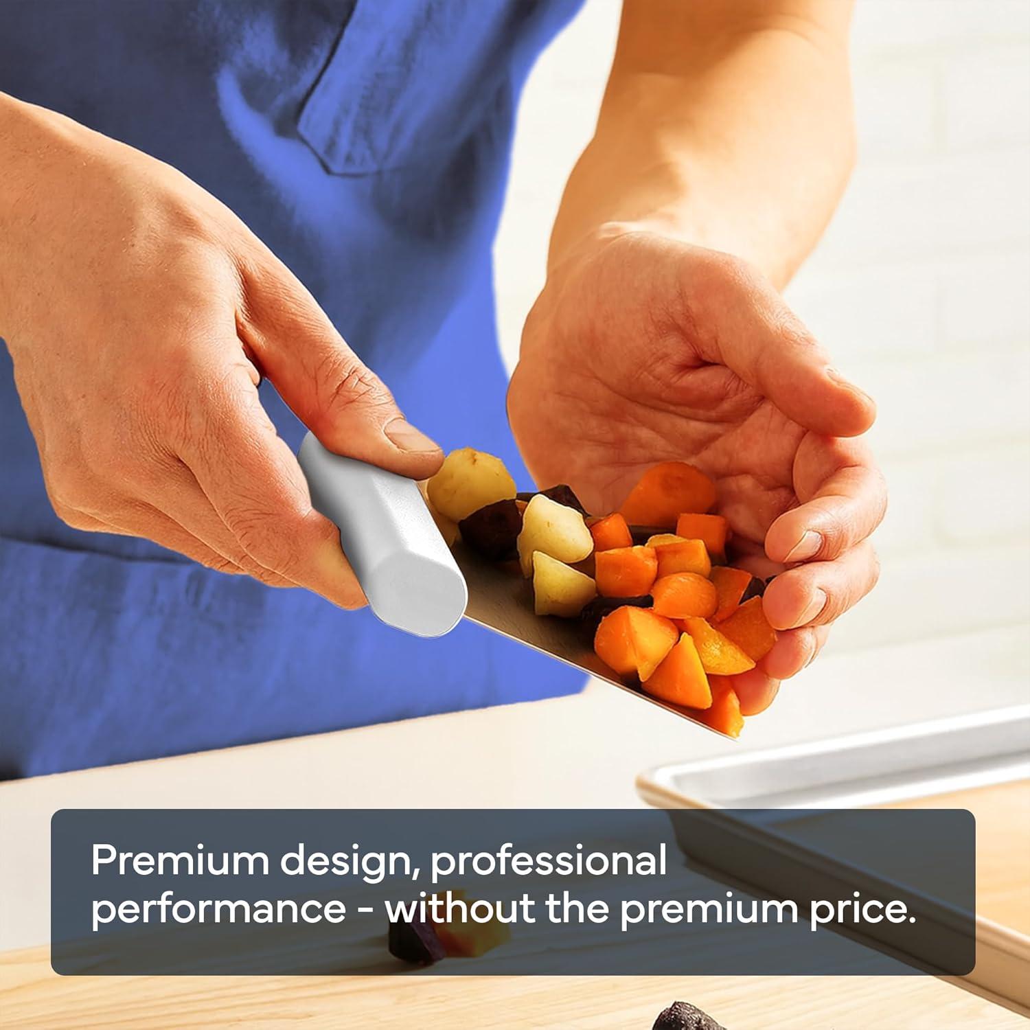 imageMisen Stainless Steel Bench Scraper Versatile Food Scraper with Walnut Handle Ideal for Kitchen Pastry ampamp Dough Durable Cutting Board Scraper Tool Effortless Transfer into Pots ampamp Pans BlackWhite