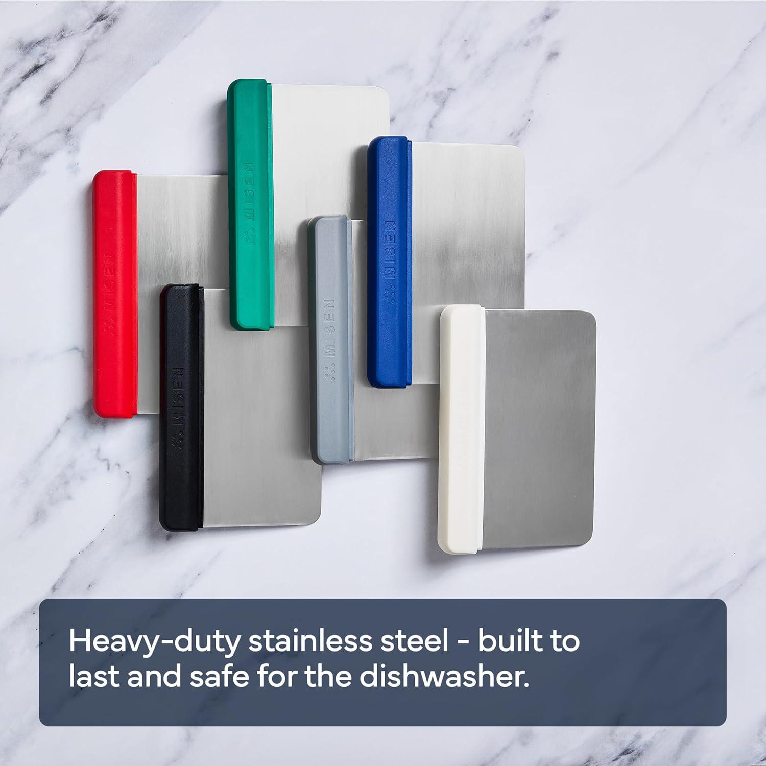 imageMisen Stainless Steel Bench Scraper Versatile Food Scraper with Walnut Handle Ideal for Kitchen Pastry ampamp Dough Durable Cutting Board Scraper Tool Effortless Transfer into Pots ampamp Pans BlackWhite