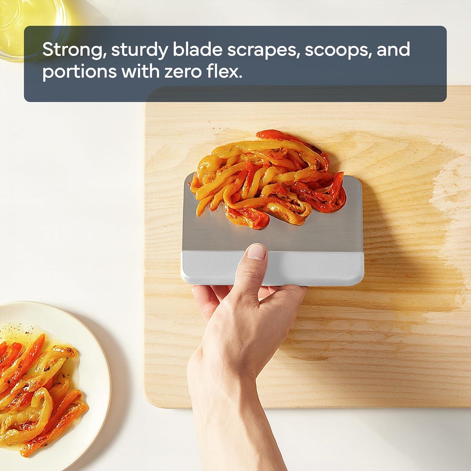 imageMisen Stainless Steel Bench Scraper Versatile Food Scraper with Walnut Handle Ideal for Kitchen Pastry ampamp Dough Durable Cutting Board Scraper Tool Effortless Transfer into Pots ampamp Pans BlackWhite