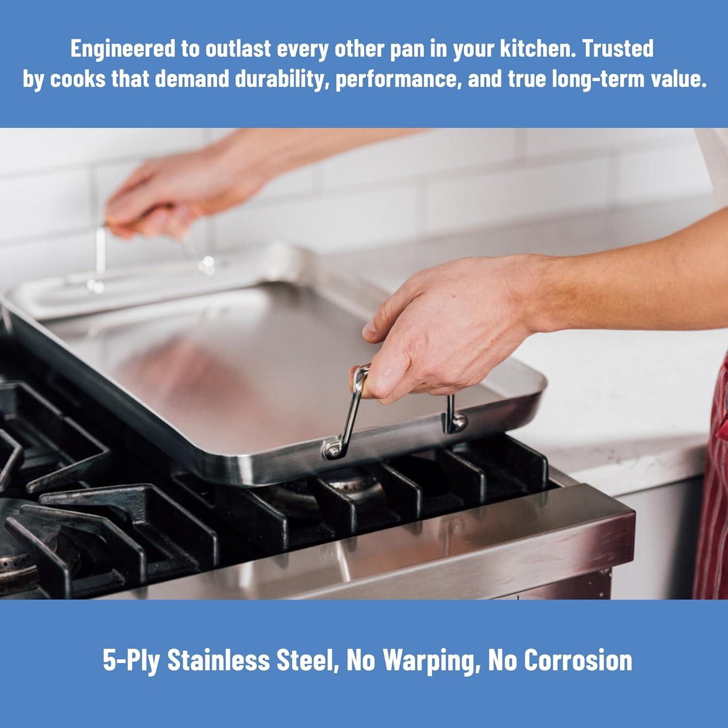 imageMisen Stainless Steel Roasting Pan with Handles Versatile 5Ply Design Easy Grip Handles MultiFunctional Cooking Ideal for Baking Searing ampamp Roasting Superior Heat Conduction Premium 18quot18 inch