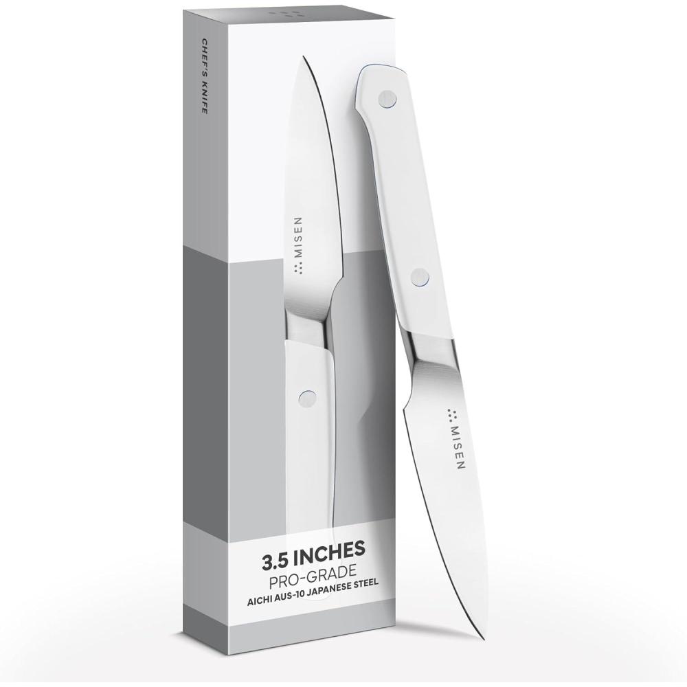 imageMisen 35quot Paring Knife  Precision Kitchen Knife  HighCarbon Stainless Steel Blade  Ergonomic Handle for Peeling Trimming and Slicing  Lightweight Versatile Tool for All Culinary Tasks  GreenWhite