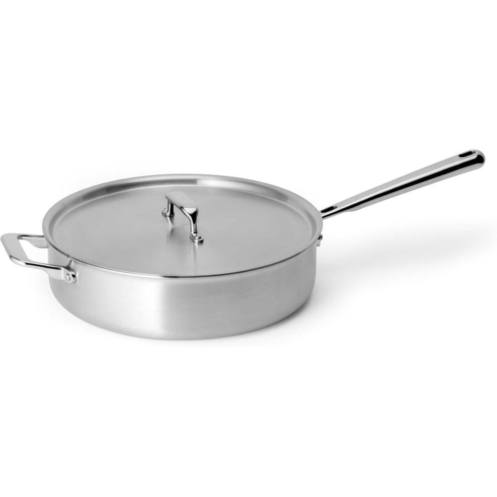 imageMisen 5Ply Stainless Steel Saut Pan with Lid  Versatile Durable Dishwasher and Oven Safe  Even Heating Ergonoic StayCool Handle  For Searing Braising and More  3 QTSaute Pan  3 qts