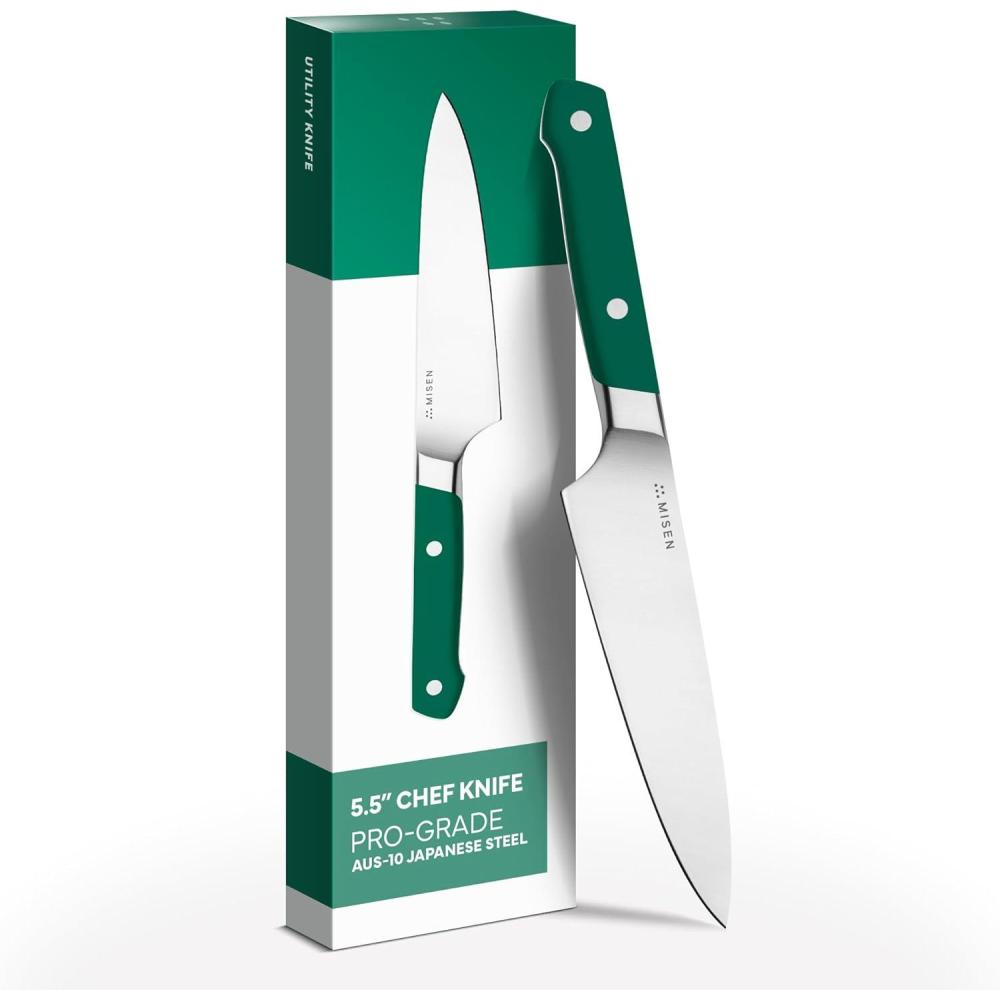 imageMisen 8quot Chef Knife  High Carbon Japanese AUS10 Stainless Steel  Hybrid German ampamp Japanese Blade  Precision Kitchen Knife for Professionals ampamp Home Cooks  Ultimate Cutting Performance  BlueGreen