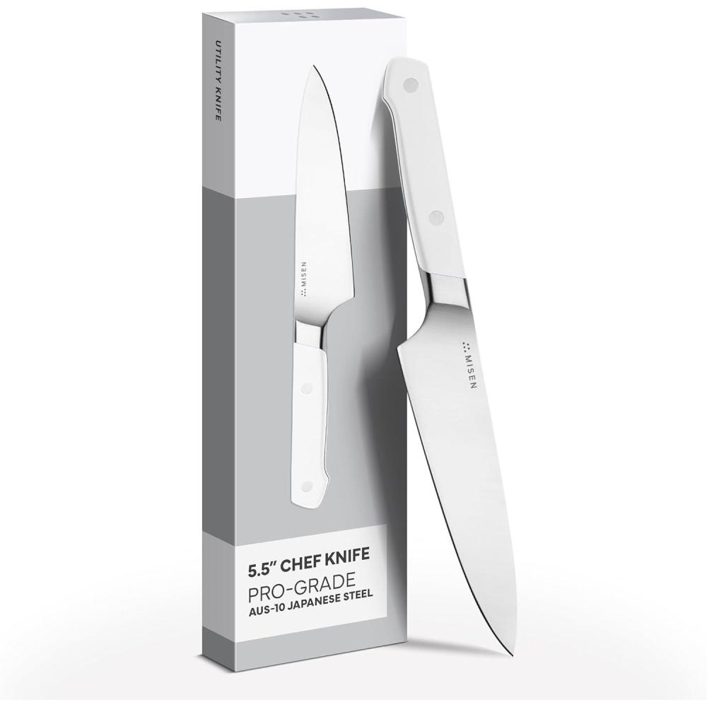 imageMisen 8quot Chef Knife  High Carbon Japanese AUS10 Stainless Steel  Hybrid German ampamp Japanese Blade  Precision Kitchen Knife for Professionals ampamp Home Cooks  Ultimate Cutting Performance  BlueWhite