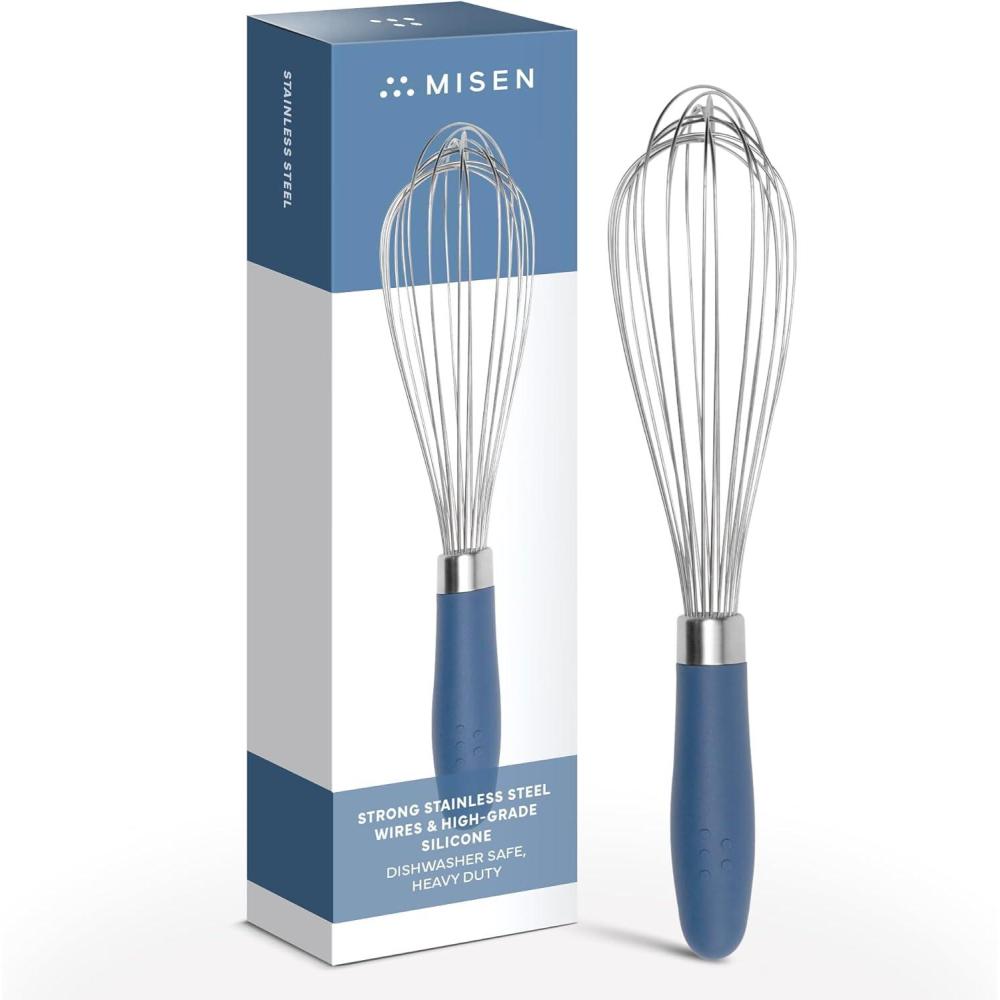 imageMisen Stainless Steel Balloon Whisk  Dishwasher Safe  Ergonomic Silicone Grip Versatile Cooking Whisk for Eggs Durable Construction  ProfessionalGrade Kitchen Tool  BlueBlue