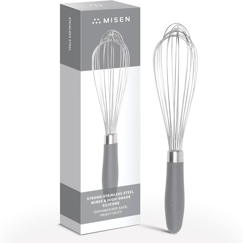 imageMisen Stainless Steel Balloon Whisk  Dishwasher Safe  Ergonomic Silicone Grip Versatile Cooking Whisk for Eggs Durable Construction  ProfessionalGrade Kitchen Tool  BlueGray