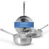 imageMisen 5Ply Stainless Steel Cookware Set  Versatile Dishwasher Safe  5Piece Set  10quot Skillet 3 QT Saute Pan  Lid 3 QT Saucier  Lid5 Piece