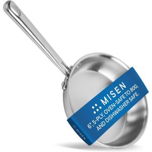 Misen 5-Ply Stainless Steel 12″ Frying Pan – Professional Cookware for Induction, Gas and Electric – Dishwasher Safe, Oven Safe to 800°F – Durable, Versatile, Even Heating(6 Inch)