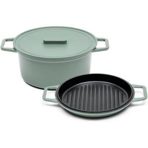 Misen 7 QT Enameled Cast Iron Dutch Oven – Chip-Resistant Enamel Coating – Thick Iron Core For Heat Retention – Large Cooking Surface – Oven Safe, Induction Compatible – Grill and Silicone Lid, Green(Green)