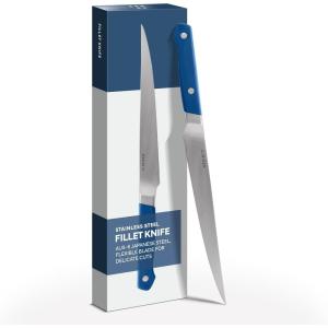Misen 7.5″ Stainless Steel Fillet Knife – Flexible Blade for Precision Fish Filleting & Meat Trimming – High-Carbon Steel for Long-Lasting Sharpness – Ergonomic Handle for Control – Blue(Blue)