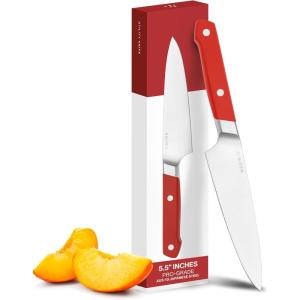 Misen 8″ Chef Knife – High Carbon Japanese AUS-10 Stainless Steel – Hybrid German & Japanese Blade – Precision Kitchen Knife for Professionals & Home Cooks – Ultimate Cutting Performance – Blue(Red)