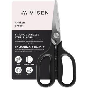 Misen Heavy Duty Kitchen Shears – Stainless Steel, Versatile and Easy Clean Scissors for Meat, Herbs and Veggies – Ambidextrous Comfort Handle – Professional Grade – Red(Black)
