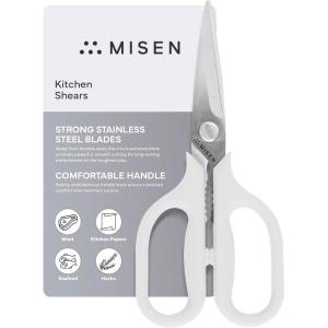Misen Heavy Duty Kitchen Shears – Stainless Steel, Versatile and Easy Clean Scissors for Meat, Herbs and Veggies – Ambidextrous Comfort Handle – Professional Grade – Red(White)
