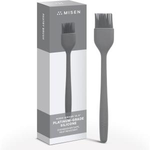 Misen Silicone Basting Brush – Dishwasher Safe, Heat-Resistant Pastry Brush – Ideal for Grilling, Baking, and Applying Sauces and Oils – High-Grade Silicone Coating – 12.4″ Gray