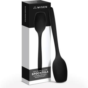Misen Spoontula – Dishwasher Safe, Heat resistance, Nonstick Safe – Professional-Grade Versatile Kitchen Tool for Stirring, Spponging, Folding and Flipping – 4 Tools in One – Built to Last – Black(Black)