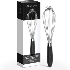 Misen Stainless Steel Balloon Whisk – Dishwasher Safe – Ergonomic Silicone Grip, Versatile Cooking Whisk for Eggs, Durable Construction – Professional-Grade Kitchen Tool – Blue(Black)