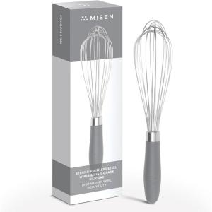 Misen Stainless Steel Balloon Whisk – Dishwasher Safe – Ergonomic Silicone Grip, Versatile Cooking Whisk for Eggs, Durable Construction – Professional-Grade Kitchen Tool – Blue(Gray)