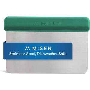 Misen Stainless Steel Bench Scraper – Versatile Food Scraper with Walnut Handle – Ideal for Kitchen, Pastry & Dough – Durable Cutting Board Scraper Tool – Effortless Transfer into Pots & Pans – Black(Green)