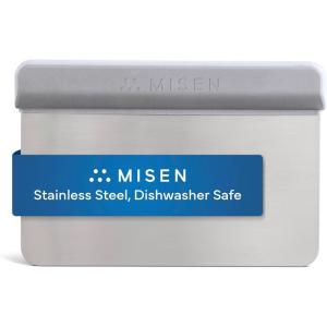 Misen Stainless Steel Bench Scraper – Versatile Food Scraper with Walnut Handle – Ideal for Kitchen, Pastry & Dough – Durable Cutting Board Scraper Tool – Effortless Transfer into Pots & Pans – Black(Gray)
