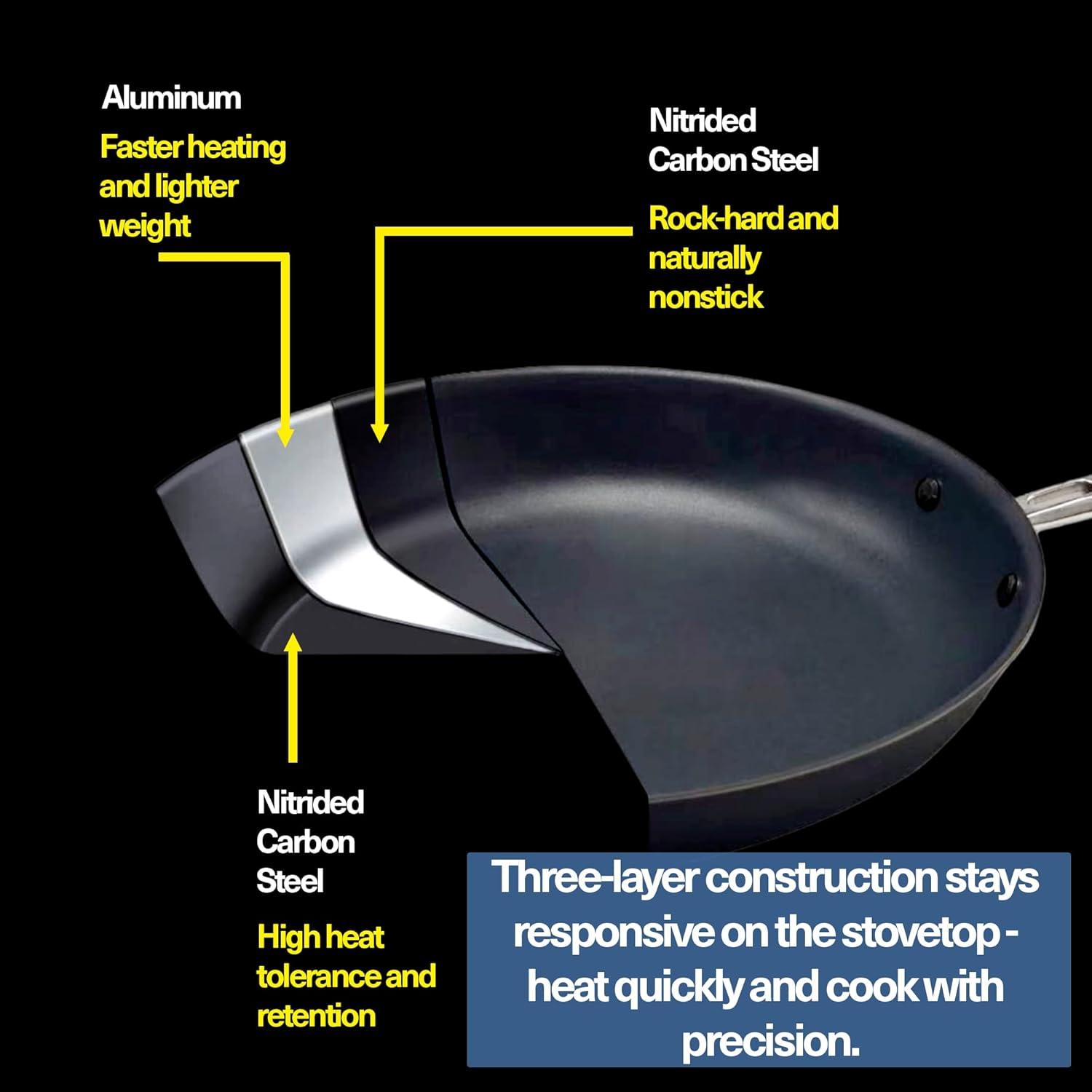 imageMisen Carbon Nonstick Frying Pan Carbon Steel Pan Naturally Nonstick NoCoating Surface UltraDurable amp OvenSafe Induction amp Gas Compatible 12 Inch8 Inch