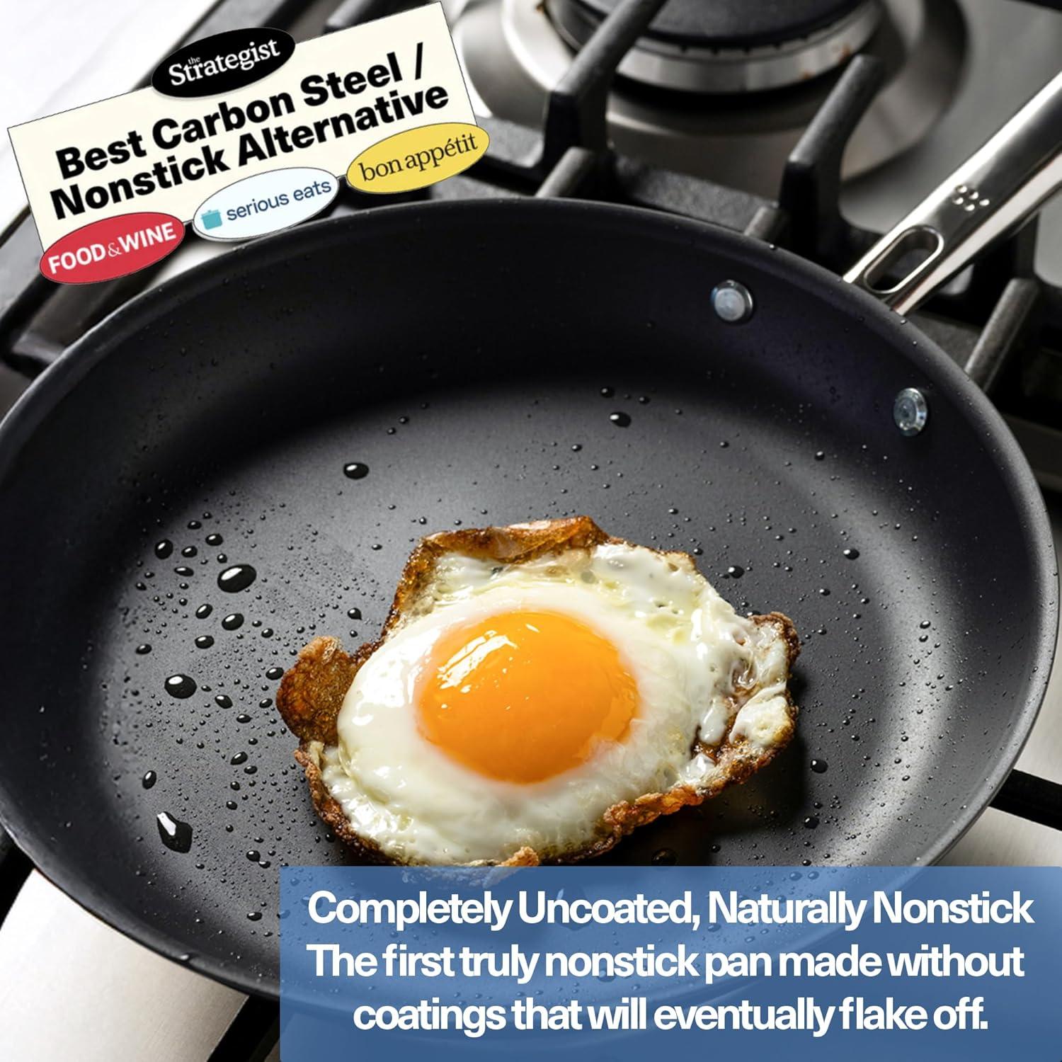 imageMisen Carbon Nonstick Frying Pan Carbon Steel Pan Naturally Nonstick NoCoating Surface UltraDurable amp OvenSafe Induction amp Gas Compatible 12 Inch12 Inch