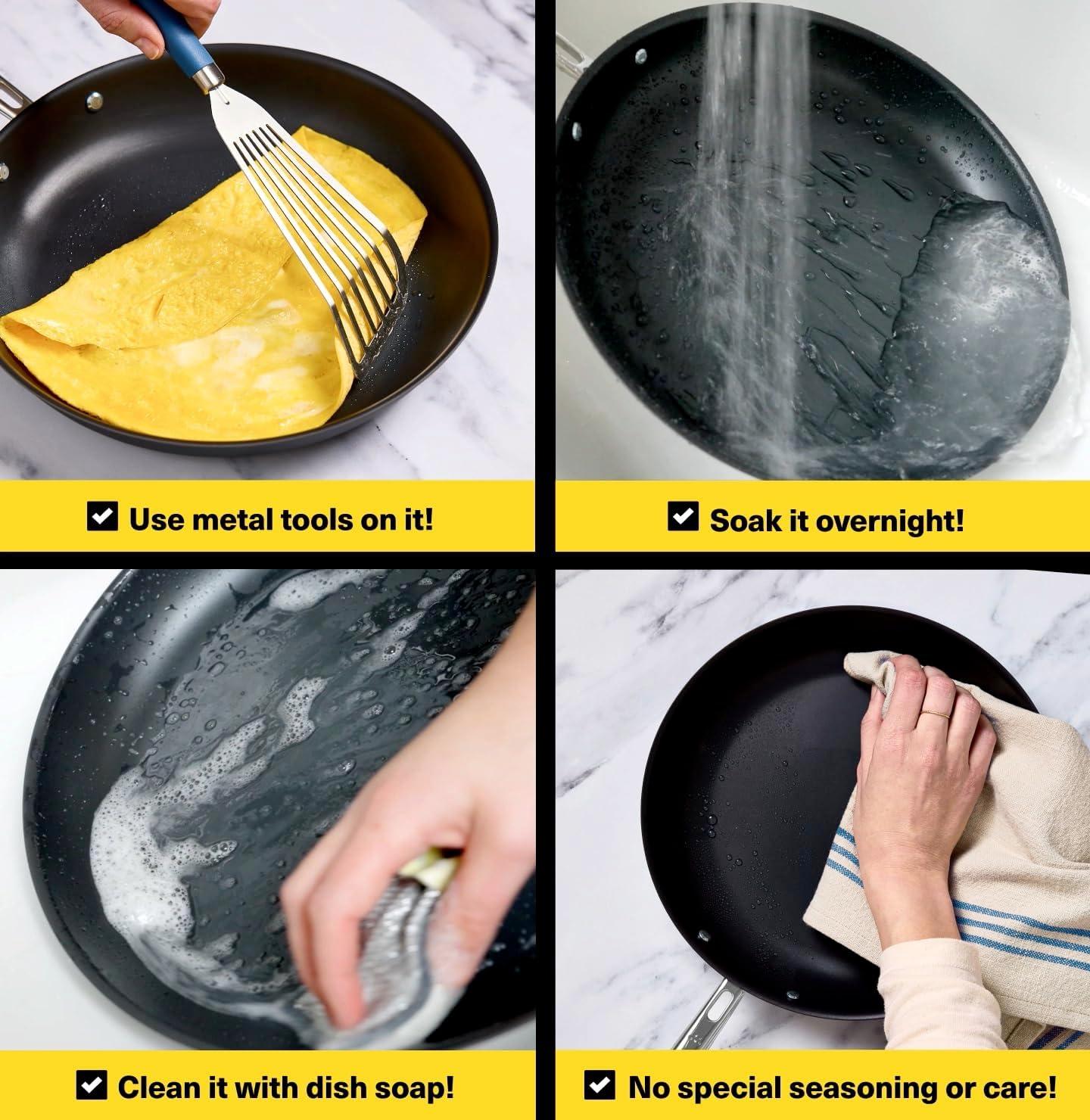 imageMisen Carbon Nonstick Frying Pan Carbon Steel Pan Naturally Nonstick NoCoating Surface UltraDurable amp OvenSafe Induction amp Gas Compatible 12 Inch10 Inch