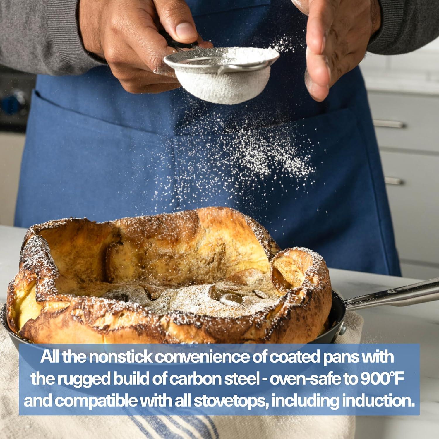 imageMisen Carbon Nonstick Frying Pan Carbon Steel Pan Naturally Nonstick NoCoating Surface UltraDurable amp OvenSafe Induction amp Gas Compatible 12 Inch8 Inch