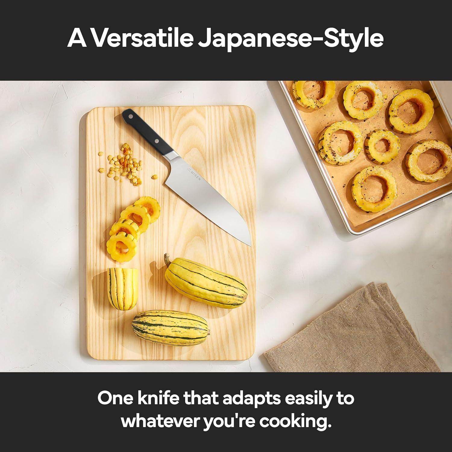 imageMisen 75 Santoku Knife High Carbon Stainless Steel Classic Japanese Chef Knife Design for Cutting Slicing and Chopping Razor Sharp Japanese Style Kitchen Knife GreenBlack