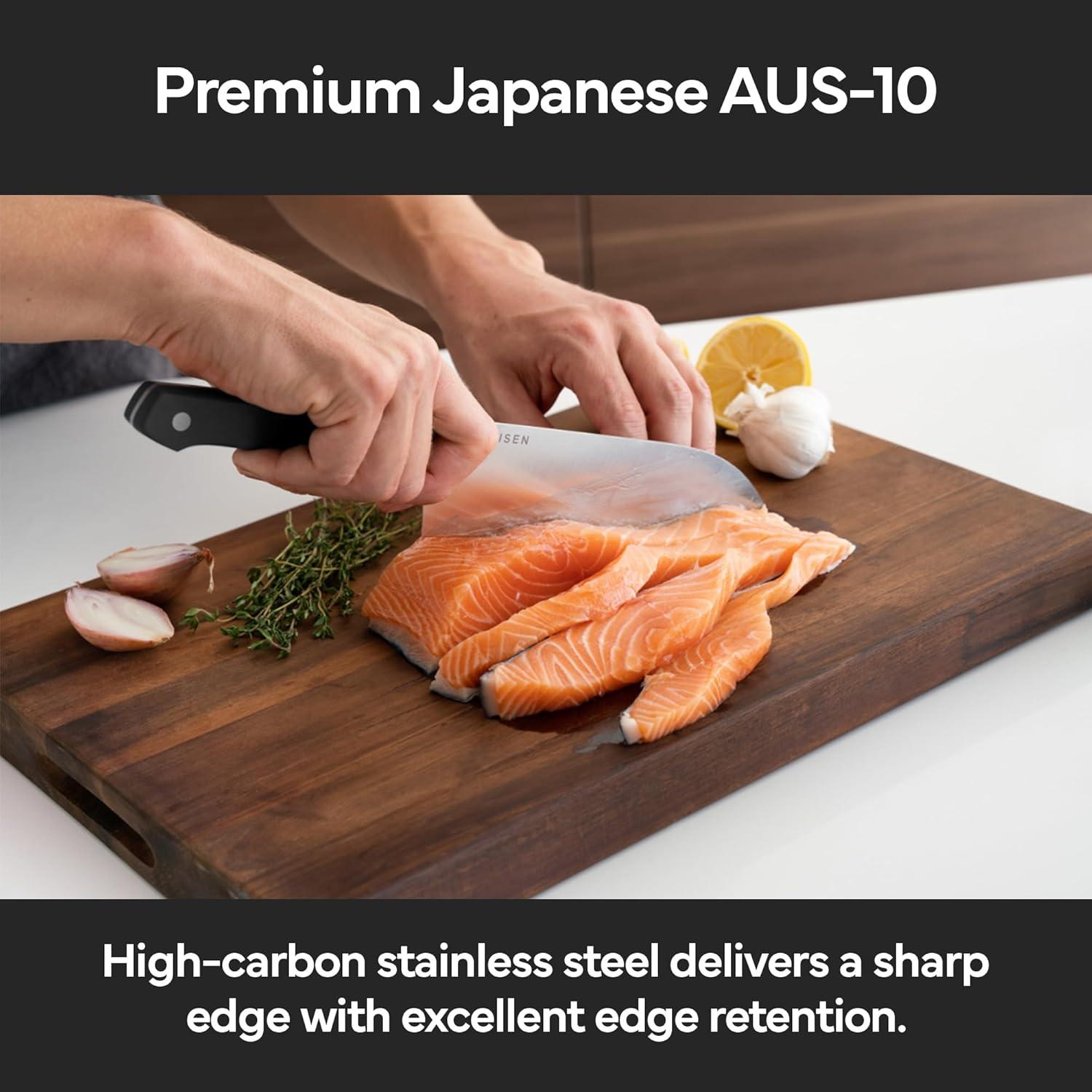 imageMisen 75 Santoku Knife High Carbon Stainless Steel Classic Japanese Chef Knife Design for Cutting Slicing and Chopping Razor Sharp Japanese Style Kitchen Knife GreenBlack