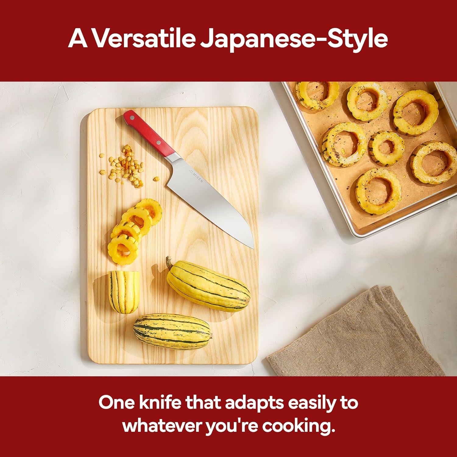 imageMisen 75 Santoku Knife High Carbon Stainless Steel Classic Japanese Chef Knife Design for Cutting Slicing and Chopping Razor Sharp Japanese Style Kitchen Knife GreenRed