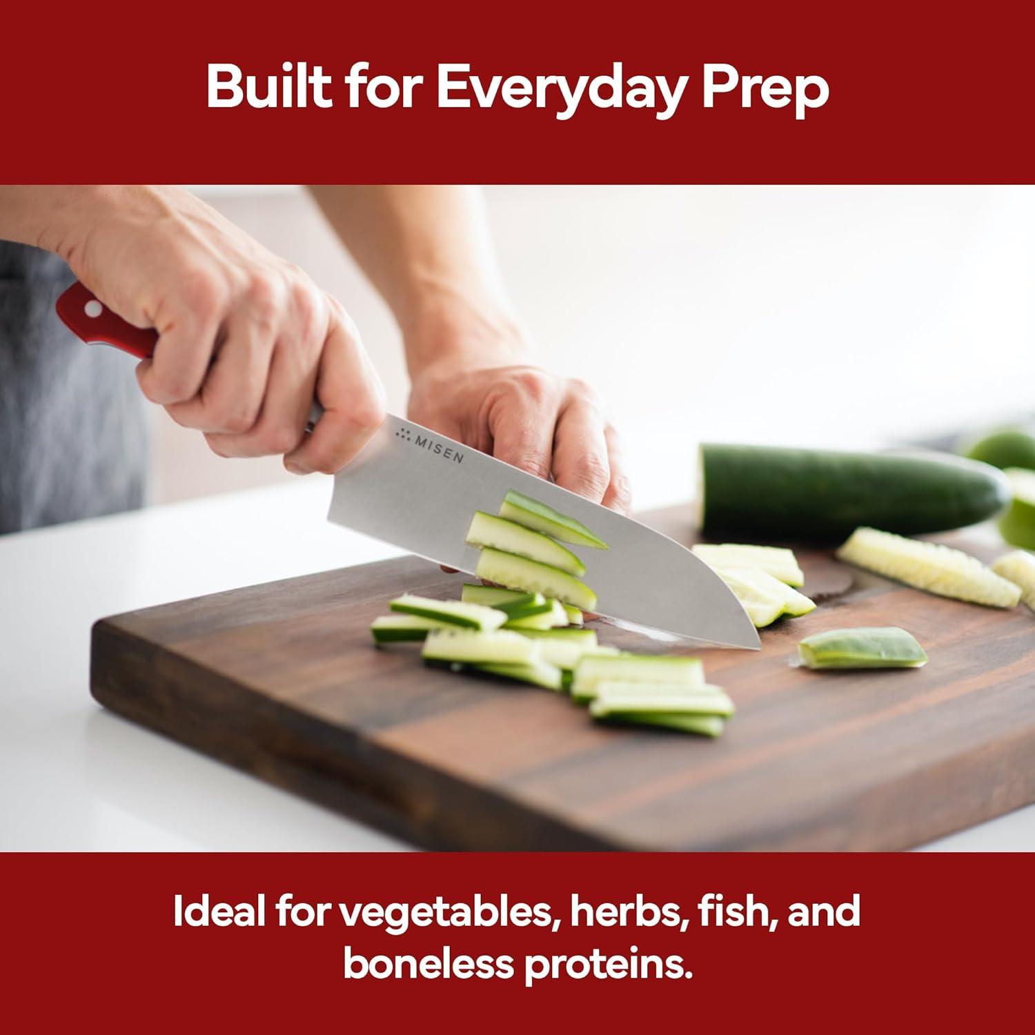 imageMisen 75 Santoku Knife High Carbon Stainless Steel Classic Japanese Chef Knife Design for Cutting Slicing and Chopping Razor Sharp Japanese Style Kitchen Knife GreenRed