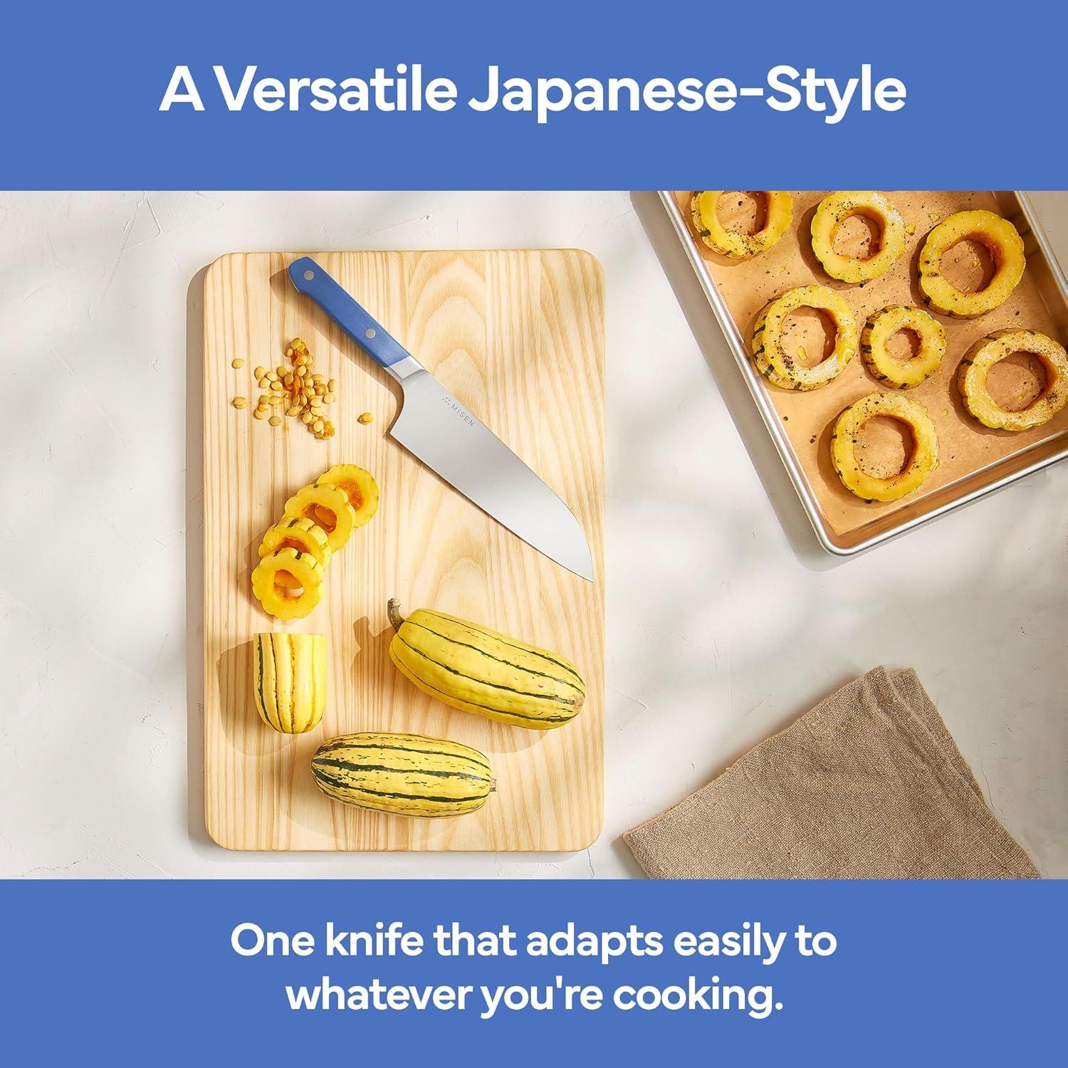 imageMisen 75 Santoku Knife High Carbon Stainless Steel Classic Japanese Chef Knife Design for Cutting Slicing and Chopping Razor Sharp Japanese Style Kitchen Knife GreenBlue