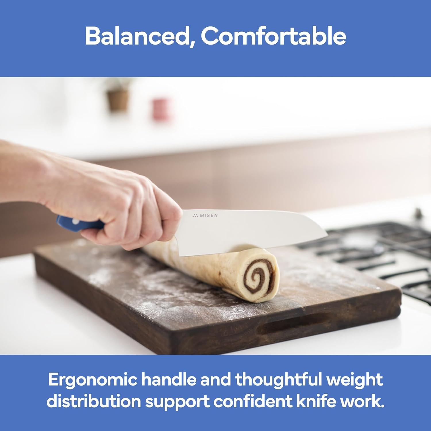 imageMisen 75 Santoku Knife High Carbon Stainless Steel Classic Japanese Chef Knife Design for Cutting Slicing and Chopping Razor Sharp Japanese Style Kitchen Knife GreenBlue