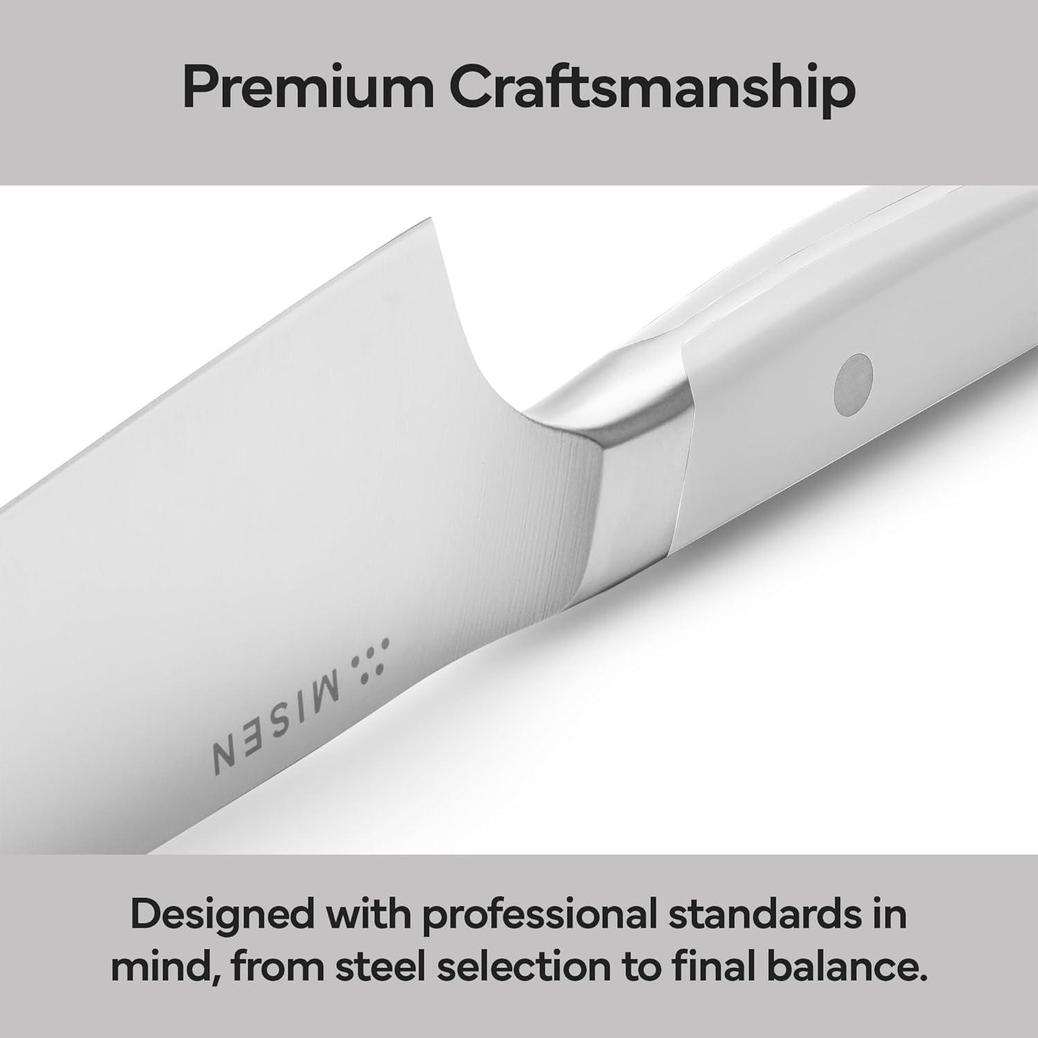 imageMisen 75 Santoku Knife High Carbon Stainless Steel Classic Japanese Chef Knife Design for Cutting Slicing and Chopping Razor Sharp Japanese Style Kitchen Knife GreenWhite