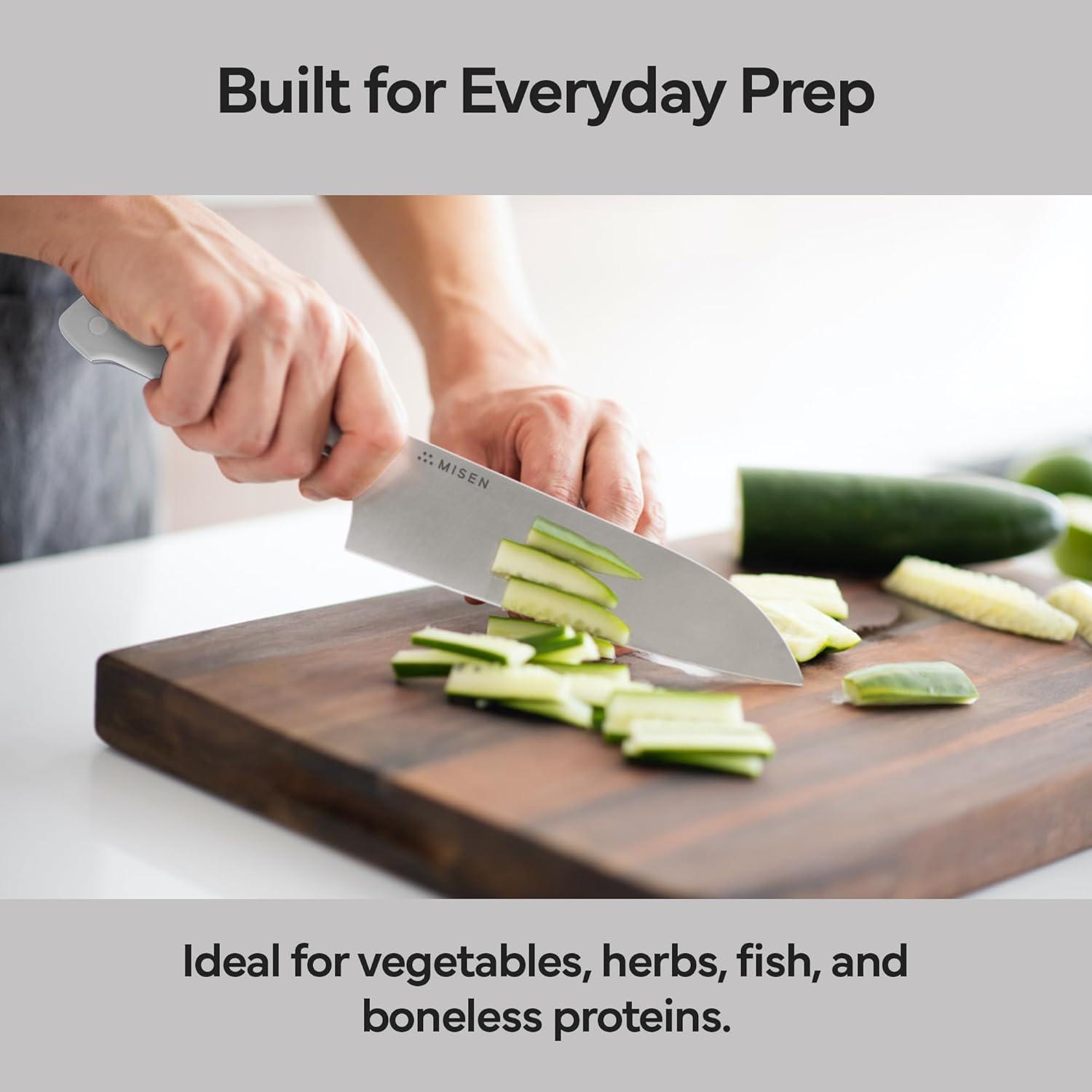 imageMisen 75 Santoku Knife High Carbon Stainless Steel Classic Japanese Chef Knife Design for Cutting Slicing and Chopping Razor Sharp Japanese Style Kitchen Knife GreenWhite