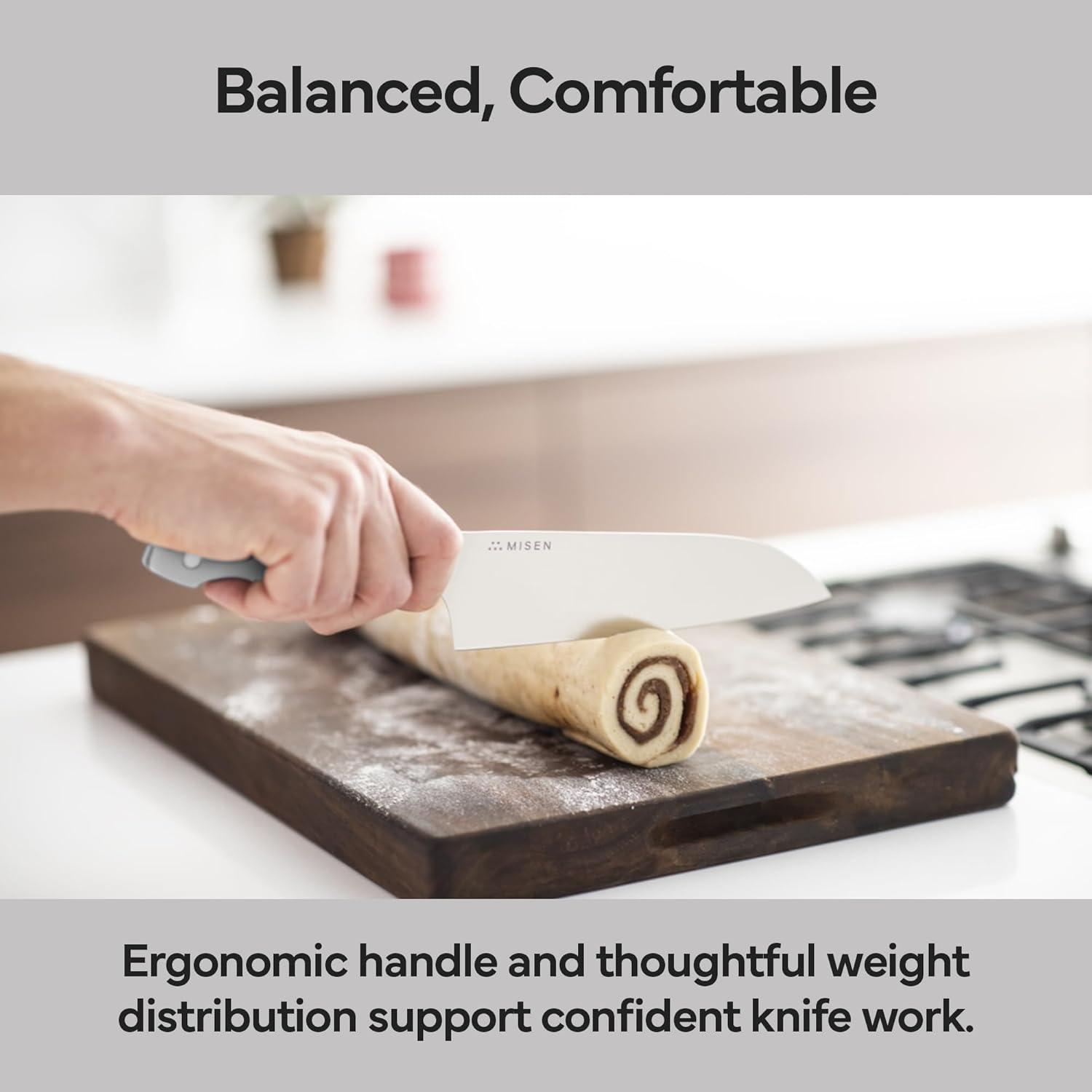 imageMisen 75 Santoku Knife High Carbon Stainless Steel Classic Japanese Chef Knife Design for Cutting Slicing and Chopping Razor Sharp Japanese Style Kitchen Knife GreenWhite