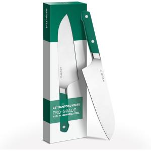 Misen 7.5″ Santoku Knife – High Carbon Stainless Steel – Classic Japanese Chef Knife Design for Cutting, Slicing, and Chopping – Razor Sharp Japanese Style Kitchen Knife – Green(Green)