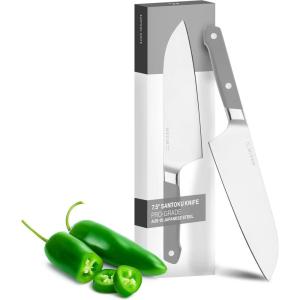 Misen 7.5″ Santoku Knife – High Carbon Stainless Steel – Classic Japanese Chef Knife Design for Cutting, Slicing, and Chopping – Razor Sharp Japanese Style Kitchen Knife – Green(Gray)